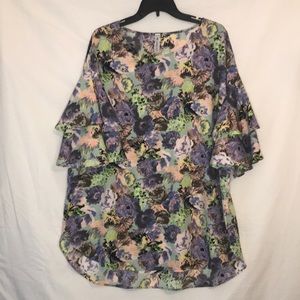 Paisley Grace Boutique Ruffle Sleeve Floral Blouse